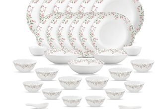 La Opala Novo Opalware Dinner Set, 35 Pcs for Family of 6, Spring Meadows