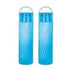 Attro O2 Spring 1000ml Water Bottle with Easy to Carry Handle Leak-proof BPA Free Plastic Material- Set of 2 Blue