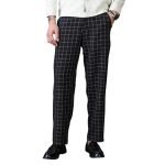 CAHOOT Men’s Midnight Black Graph-Check Staright Trousers for Casual Wear | Mid-Rise | Straight Fit | Drawstring Closure | Trousers Crafted with Comfort Fit for Everyday Wear