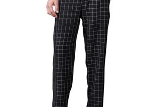 CAHOOT Men’s Midnight Black Graph-Check Staright Trousers for Casual Wear | Mid-Rise | Straight Fit | Drawstring Closure | Trousers Crafted with Comfort Fit for Everyday Wear