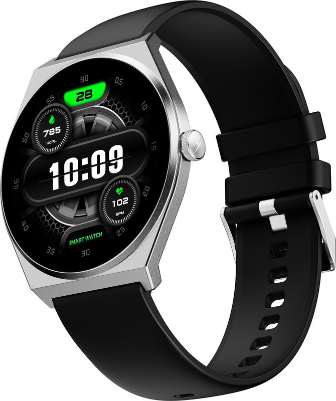 Fire-Boltt Axiom Round Smart Watch 1.43″ Super AMOLED Display with Always‑On Mode, Bluetooth Calling, Rotating Crown, SPO₂ & Heart Rate Monitor, IP67 Waterproof Silicone Smartwatch for Men – White