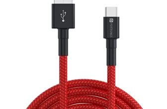 Portronics Konnect B Type C Cable with 3.0A Output, Nylon Braided, Fast Data Sync, Tangle Resistant, 1M Length(Red)