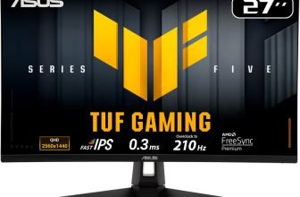 ASUS TUF 68.58 cm (27 inch) Quad HD LED Backlit IPS Panel Gaming Monitor (TUF Gaming VG27AQ5A Monitor 27 QHD(2560×1440), 210Hz(OC) Fast IPS, 0.3ms)(Response Time: 1 ms, 210 Hz Refresh Rate)