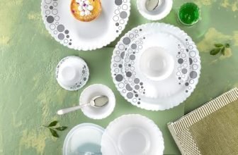 Larah by Borosil Silk Series Luna Opalware Dinner Set with Steel Spoon | 55 Pcs for Family of 8 | Microwave & Dishwasher Safe | Bone-Ash Free | Crockery Set for Dining & Gifting | Plates & Bowls