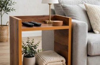 SBF Furniture Engineered Wood Side Table with Storage Shelf, Modern End Table for Living Room, Bedroom & Sofa, Wooden Nightstand with Open Shelves (Yellow)