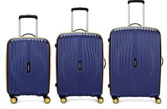 Aristocrat Vortex Plus | Set of 3 Trolley Bag, 55+65+75 Cm, Small+Medium+Large Hardside Luggage | 8 Wheels, Combination Lock | Polycarbonate | 3 Year International Warranty | Midnight Blue