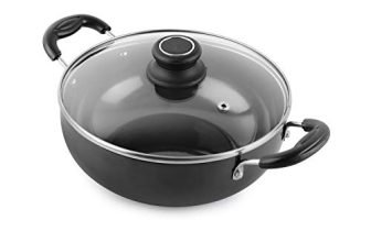 CELLO Classy Hard Anodised Non-Stick Kadhai 3.5 Liter with Glass Lid with Induction Base, Black
