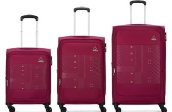 Aristocrat Duralite Set of 3 Soft Case (S+M+L) Trolley Bags, Red