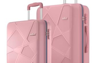 Safari Pentagon Pro 8 Wheels Set of 2 (Cabin + Medium) Trolley Bag, Hard Case Polypropylene, 360º Wheeling Small Check in Luggage, Suitcase for Travel, Trolley Bags for Travel, Rose Gold