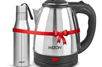 Milton Go Electro Stainless Steel Electric Kettle 1500 + Super 750 Thermosteel Bottle, Super Fast Boiling with 3X Protection Kettle-Overheat, Dry Boil Protection, Leak Proof, Vacuum Insulated, Silver