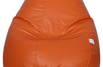 Sattva Classic XXXL Bean Bag with Pocket Filled with Beans | Faux Leather Teardrop Bean Bag for Adults & Teens | Pre-Filled Comfortable Seating for Bedroom, Living Room, Office, Home – Orange