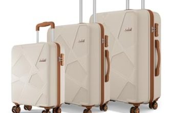 Safari Pentagon Pro 8 Wheels Set of 3, (Cabin + Medium + Large) Trolley Bag, Hard Case Polypropylene, 360º Wheeling Luggage, Suitcase for Travel, Trolley Bags for Travel, Luxury Beige