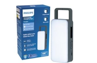 Philips Voyager 6W Rechargeable LED Emergency Light | 450 Lumens | 1500mAh Battery | Type-C Fast Charging | 2 Brightness Modes | Up to 1.5 Hours Backup | Portable & Compact (Grey) | Pack of 1