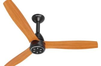 Crompton Energion Grace 1200mm BLDC Ceiling Fan | Point Anywhere Remote Control | BEE 5 Star Rated Energy Efficient | Superior Air Delivery | 4* Year Manufacturer Warranty | Light Pinewood
