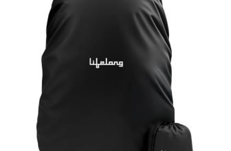 Lifelong Backpack Rain Protector for 45L Backpack | Waterproof & Dustproof with Elastic Adjustable Fit | Travel, Trekking, Hiking, Camping & Cycling | Black