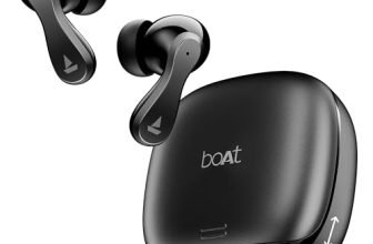 boAt Airdopes 313, 13mm Drivers, Glide Shell, 75H Battery, 4Mics ENx Tech, Stream Ad Free Music via App Support, Bluetooth Earbuds, TWS Ear Buds Wireless Earphones with mic (Carbon Black)