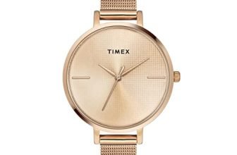 TIMEX Analog Watch for Women with Rose Gold Round Dial & Rose Gold Stainless Steel Bracelet Band Water Resistant Women’s Wrist Watches – TWEL155SMU06