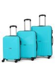 Teakwood Set of 3 8 Wheels Trolley Bag, Hard Cabin with Zipper Closure, Adjustable Push Button & Cross Side Strap, Number Lock System 360 Degree (Set of 3, Aqua Green)