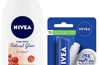 Nivea Body Lotion, Extra Whitening Cell Repair SPF 15, For All Skin Types, 400ml & Lip Balm, Original Care, 4.8g