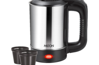 MILTON Euroline Electric Travel Kettle With Handle, 1000 Watt Beverage Maker(0.5 L, Silver)