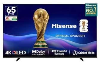Hisense 164 cm (65 Inches) 4K Ultra HD Smart QLED TV | 48W Powerful Speakers | Dolby Atmos & HDR10+ | ALLM, VRR & Game Mode | Cricket Mode | AI 4K Upscaler | VIDAA OS | 65E75Q (Black)