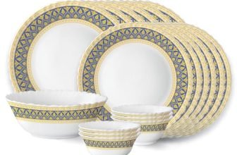 Larah by Borosil Regal Fluted Series Opalware Dinner Set | 19 Pieces for Family of 6 | Microwave & Dishwasher Safe | Bone-Ash Free | Crockery Set for Dining & Gifting | Plates & Bowls | White