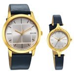 Sonata Quartz Analog Silver Dial Leather Strap Watch for Couple-NS7712587040YL01P