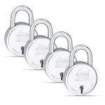 Link Lock Brass S Round 65Mm_Double Locking Padlock (Silver, Pack of 4) Made in Aligarh.