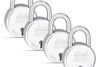 Link Lock Brass S Round 65Mm_Double Locking Padlock (Silver, Pack of 4) Made in Aligarh.