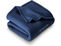 VAS COLLECTIONS – 300 TC All Season Solid/Plain Light Weight Polar Fleece Single Bed Blanket (152 x 230 cm, Blue), Lightweight