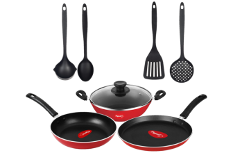 Pigeon Mio Gift Set Non-Stick Coated Cookware Set(Aluminium, 8 – Piece)