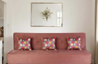 Primrose Cyrus Sofa Cum Bed Made of Luxurious High Density Foam & Polyester Fabric (3-Person Sofa) (Rose)