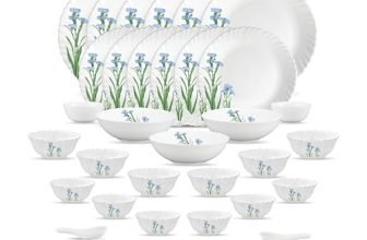 La Opala Novo Opalware Dinner Set, 35 Pcs for Family of 6, Blue Florets