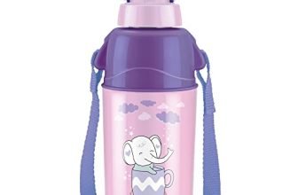 Milton Kool Trendy 400 Kids Plastic Insulated Water Bottle with Straw, 370 ml, Sipper Bottle, Leak Proof, BPA Free, Food Grade, School & Picnic Bottle, Purple