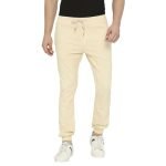Spykar Beige Jogger Fit Mid Rise Trousers for Men