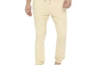 Spykar Beige Jogger Fit Mid Rise Trousers for Men