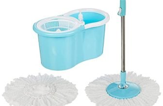 Raxon Innovation Stainless Steel Microfiber Floor Cleaning Spin Mop with Removable Washable Cleaning Pad and Integrated Water Mechanism for Floor, Multicolour
