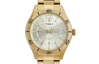 TIMEX Analog Watch for Men with Champagne Dial & Gold Stainless Steel Bracelet Band – Water Resistant Men’s Wrist Watches -TWEG295SMU08