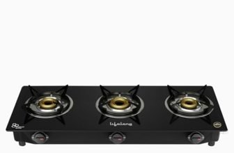 Lifelong 3 Burner Open Heating Gas Stove Top For Kitchen-Automatic Ignition Cooktop Modern Glass Stove For Modular Kitchen,Isi Certified&Compatible With Lpg-1 Year Manufacturer’S(Black,Llgs803)