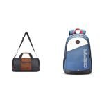 Gear Clubsport 3 9″/33L Faux Leather Large Water Resistant Duffle Bag/Travel Bag/Gym Bag for Men + 14 cms Blue Casual Backpack (MDBKPECO50504)