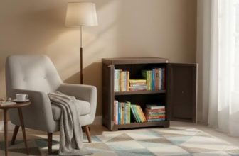 Cello Novelty Compact Bookshelf, Ice Brown | 2 Dustproof Doors | Space Saving Cupboard | Plastic Book Shelf | Multipurpose Book Shelf for Home, Office | Book Organizer for Library