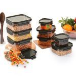 CELLO Modulock Pet Storage Container For Kitchen Set of 9 Pcs, Black (1000ml x 3, 600ml x 3, 260ml x 3) | Freezer & Fridge Safe, Airtight Pet Kitchen Storage Container For Beans, Whole Grains, Spices