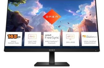 HP OMEN Gaming Monitor, 23.8 inch(60.5 cm) FHD, 165Hz, 3-Sided Borderless, 300 nits, Pivot Rotation, Anti-Glare, Height Adjustable, Eye Ease (Eyesafe® Certified), 780F0AA (Black)