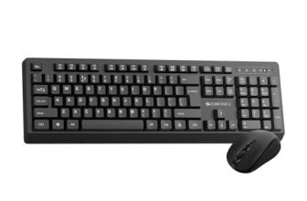 Zebronics Wireless Keyboard & Mouse Combo, 104 UV-Coated Keys, ₹ Key, 12 Multimedia Keys, Retractable Stand, 4 Button Mouse, 1600 DPI, High Precision, USB Nano Receiver (Companion 116, Black)