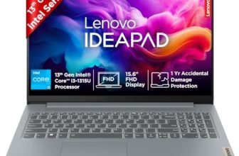 Lenovo IdeaPad Slim 3 13th Gen Intel Core i3-1315U 15.6″ (39.6cm) FHD Thin and Light Laptop (8GB RAM/512GB SSD/FHD 1080p Camera/Windows 11/Office 2024/Grey/1.6Kg), 82X700M5IN