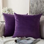 Khooti Velvet Cushion Cover, 28×28 | Purple | Pack of 2 | Solid Plain Soft & Smooth, Decorative Cushion Covers for Living Room, Bedroom, Couches, Chairs, Sofas, Beds & Home Decor