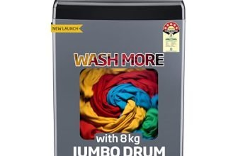 Voltas Beko, A Tata Product 8 Kg 5 Star Fully-Automatic Top Loading Washing Machine (WTL8006UEA1 / OBS1060, Grey, with Double waterfall technology)