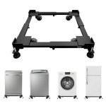 Lifelong Adjustable Washing Machine Stand with Wheels, Heavy Duty Steel Trolley for 5 Kg to 12 Kg Top Load & Front Load Washing Machines | Fridge & Air Cooler Stand | 180 Kg Capacity | Anti Vibration Pads | Black