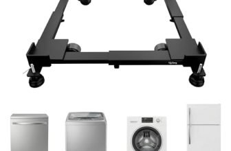 Lifelong Adjustable Washing Machine Stand with Wheels, Heavy Duty Steel Trolley for 5 Kg to 12 Kg Top Load & Front Load Washing Machines | Fridge & Air Cooler Stand | 180 Kg Capacity | Anti Vibration Pads | Black