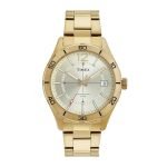 TIMEX Analog Watch for Men with Champagne Dial & Gold Stainless Steel Bracelet Band – Water Resistant Men’s Wrist Watches -TWEG295SMU08